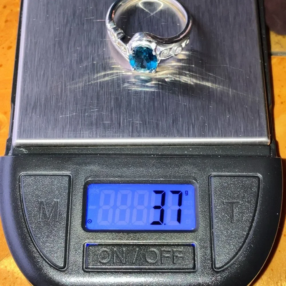Natural London Blue Topaz Sterling Silver Ring Size 8